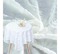 Tsangbaby Square Lace Tablecloth Bedside Cotton Linen Table Cloth 90x90cm Floral Tables Cover White Vintage Crochet Doilies White Laces Tables Cover for Party Home Kitchen Living Room Decoration