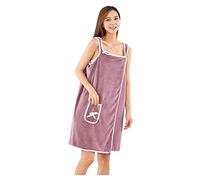 Tsangbaby Womens Bow Bath Towel with Straps Candy Color Soft Towel Dress with Pocket Absorbent Bath Wrap Spa Towel for Girls Summer Purple