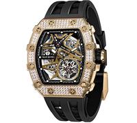 TSAR BOMBA Automatic Diamond Watches for Men - Japanese Movement Sapphire Glass - 50M Waterproof - Tonneau Square Hollow Wrist Watch Elegant Gifts for Men