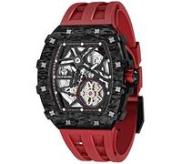 TSAR BOMBA Automatic Mechanical Watches for Men - Japanese Movement Sapphire Glass - 50M Waterproof - Tonneau Square Hollow Wrist Watch Silicone Strap Luminous Elegant Gifts for Men