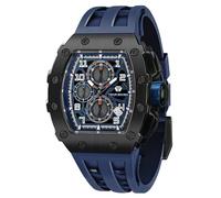 TSAR BOMBA Luxury Men's Chronograph Watch Sapphire Glass Japanese Quartz Movement 50m Waterproof Silicone Strap Classic Barrel Design Luminous Calendar
