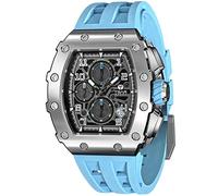 TSAR BOMBA Luxury Men's Chronograph Watch Sapphire Glass Japanese Quartz Movement 50m Waterproof Silicone Strap Classic Barrel Design Luminous Calendar
