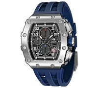 TSAR BOMBA Luxury Men's Chronograph Watch Sapphire Glass Japanese Quartz Movement 50m Waterproof Silicone Strap Classic Barrel Design Luminous Calendar