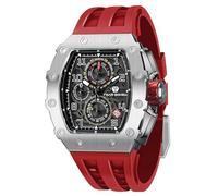 TSAR BOMBA Luxury Men's Chronograph Watch Sapphire Glass Japanese Quartz Movement 50m Waterproof Silicone Strap Classic Barrel Design Luminous Calendar