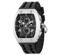 TSAR BOMBA Mens Luxury Quartz Watch Luminous Dial 5ATM Waterproof Silicone Strap - Business Men Watch Holiday Gift, 24B-Black, Strap.