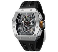 TSAR BOMBA Men's Watch Tonneau Design 50M Waterproof Chronograph Luxury Watches for Men with 316 Stainless Steel Case Square Sport Military Work Wristwatch with 22mm Watch Strap Stylish Men's Gift
