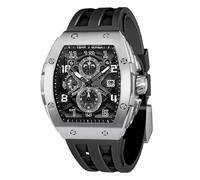 TSAR BOMBA Men's Watch Tonneau Design 50M Waterproof Chronograph Luxury Watches for Men with 316 Stainless Steel Case Square Sport Military Work Wristwatch with 22mm Watch Strap Stylish Men's Gift