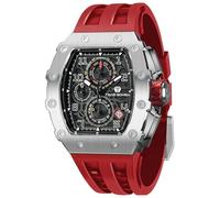 TSAR BOMBA Men's Watch Tonneau Design 50M Waterproof Chronograph Luxury Watches for Men with 316 Stainless Steel Case Square Sport Military Work Wristwatch with 22mm Watch Strap Stylish Men's Gift