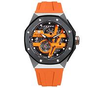 TSAR BOMBA Watch for Men Mechanical Men's Automatic Skeleton Watch, 100M Waterproof Wrist Watch Analogue Display Octagon Dial Watches Dress Luxury Self Wind Watch with FKM Rubber Bracelet Strap