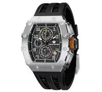 TSAR BOMBA Watches for Men Luxury Mens Watch Chronograph 50M Waterproof Sapphire Glass Japan Quartz Movement Silicone Strap Classic Tonneau Design Luminous Calendar Wrist Watches