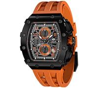TSAR BOMBA Watches for Men Luxury Mens Watch Chronograph 50M Waterproof Sapphire Glass Japan Quartz Movement Silicone Strap Classic Tonneau Design Luminous Calendar Wrist Watches