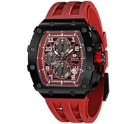 TSAR BOMBA Watches for Men Luxury Mens Watch Chronograph 50M Waterproof Sapphire Glass Japan Quartz Movement Silicone Strap Classic Tonneau Design Luminous Calendar Wrist Watches