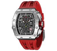 TSAR BOMBA Watches for Men Luxury Mens Watch Chronograph 50M Waterproof Sapphire Glass Japan Quartz Movement Silicone Strap Classic Tonneau Design Luminous Calendar Wrist Watches