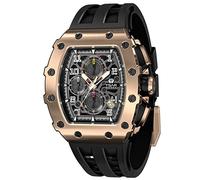 TSAR BOMBA Watches Men Luxury Mens Watch Chronograph 50M Waterproof Sapphire Glass Japan Quartz Movement TMI VK67 Silicone Strap Classic Tonneau Design Luminous Calendar Wrist Watches