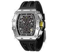 TSAR BOMBA Watches Men Luxury Mens Watch Chronograph 50M Waterproof Sapphire Glass Japan Quartz Movement TMI VK67 Silicone Strap Classic Tonneau Design Luminous Calendar Wrist Watches