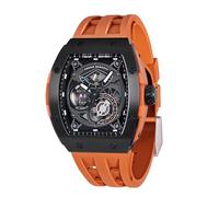 TSAR BOMBA Watchs for Men Automatic - Luxury Tonneau Watch - Energy Storage Indicator - Sapphire Glass - 50m Waterproof - Fluororubber Strap TB8210