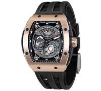 TSAR BOMBA Watchs for Men Automatic - Luxury Tonneau Watch - Energy Storage Indicator - Sapphire Glass - 50m Waterproof - Fluororubber Strap TB8210