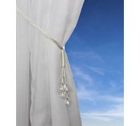 Tsar Tie Back, Crystal Beaded Voile Tie Back, Cord Curtain Hold Back (White)