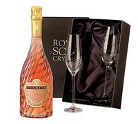 Tsarine Rose Champagne NV 75cl with 2 Royal Scot Diamante Flutes 75cl 12% abv