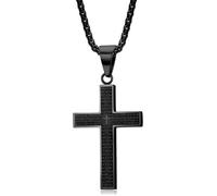 Tsathoggua Cross Necklace Pendant for Men Women - Cross Pendant With 3mm Wide Titanium Steel Curb Chain - 60cm - Classic and Versatile Piece (Black)