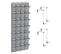 Tsathoggua Hanging Shoe Organiser with 28 Large Mesh Pockets and 4 Hooks - Overdoor Shoe Storage for Wardrobe Door Tidy, Narrow Closet, Bedroom, Bathroom
