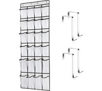 Tsathoggua Shoe Organiser Hanging, Overdoor Shoe Storage Organiser for Wardrobe Door Tidy, Hanging Shoe Organiser for Narrow Closet, Bedroom, Bathroom (24 Pockets White)