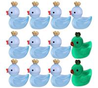 Tsawntd 10PCS Glow in the Dark Ducks, Mini Ducks with a Glittering Crown, Mini Resin Animals for Garden Patio Lawn Yard Fish Tank Potted Plants Micro Landscape Accessories