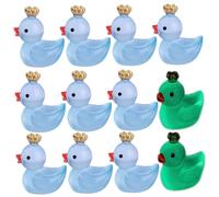 Tsawntd 10PCS Glow in the Dark Ducks, Mini Ducks with a Glittering Crown, Mini Resin Animals for Garden Patio Lawn Yard Fish Tank Potted Plants Micro Landscape Accessories