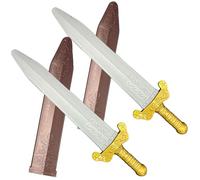 Tsawntd 2 Pcs Toy Sword with Sheath Halloween 19 In Long Medieval Knight Sword Safe Cosplay Plastic for Play Fighting Toys for Boys Girls to playing Roman Warrior