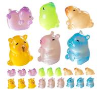 Tsawntd 24pcs Mini Capybara Figures, Glow in The Dark Resin Animals, Multicolor Mini Resin Capybara for Desk Decor, Fairy Gardens, Party Favors