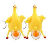 Tsawntd 2PCS Rubber Chicken Keychain, Egg Laying Chicken Toy, Funny Squeeze Toy for Stress Relief, Portable Gag & Desk Decor Yellow