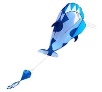Tsawntd 3D Frameless Kite Soft Parafoil Giant Whale Large Beach Kite Children Kids Funny Toy Blue White