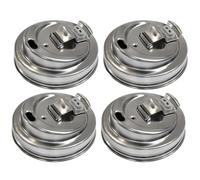 Tsawntd 4pcs Mason Jar Drinking Lids, Leak-proof Reusable Stainless Steel Mason Jar Lids With Silicone Seal For Wide Mouth Jars, Silver, 86mm/3.39inch coffee lid for drinking