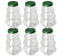 Tsawntd 6Pcs Plastic Jars with Lids, 500ml Clear Christmas Tree Sweet Jars, Empty Storage Containers for Sweets, Candy, Supplements, Favors, Storage Canisters