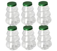 Tsawntd 6Pcs Plastic Jars with Lids, 500ml Clear Christmas Tree Sweet Jars, Empty Storage Containers for Sweets, Candy, Supplements, Favors