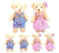 Tsawntd 6Pcs Teddy Bear Keychain, Cute Bear Stuffed Animal Keychain with Clothes, Compact and Portable Keychains for Girlfriend, Kids, Baby, Valentine's Stuffed Animal