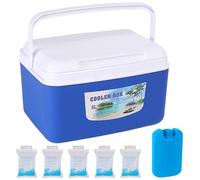 Tsawntd 8L Hard Cooler with Ice Packs, Small Ice Chest with 48-Hour Cold Retention, Portable Cooler Box for Outdoor, Beach, Camping & Picnics - Food Grade, Leak-Proof, Blue Small Chest Portable