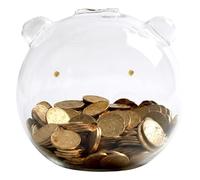 Tsawntd Bear Piggy Bank, Clear Money Saving Jar - Cute Glass Decor & Savings Container for Desktop, Transparent, 4.45in D X 4.72in H Clear Money Box Savings Jar Saving