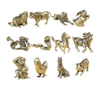 Tsawntd Chinese Zodiac Figurines Set of 12, Mini Animal Statues for Home Decor, Vintage Style Desktop Ornaments and Cultural Collection
