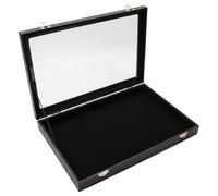 Tsawntd Display Cases, Pin Display Case, Small Black Pu Pin Case with Transparent Dust Cover - Flip-top Collection for Badges, Earrings, Medals, Brooches