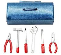 Tsawntd Dollhouse Miniatures, 6Pcs Miniature Tools Set with Blue Miniature Tool Box 1/12 Scale Accessories Repair Mini Tools with Wrenth, Hammer and More Dollhouse Accessories