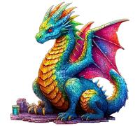 Tsawntd Dragon Puzzle for Adults, Unique Irregular Flat Jigsaw with 3D Visual Effect, Smooth Wooden Red-Eyed Dragon Puzzle Puzzles Stuff Jigsaw