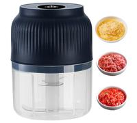 Tsawntd Electric Garlic Chopper, 4-Leaf Blade Garlic Chopper Portable Mini Food Grinder with Container and Lid for Ginger, Chili, Vegetables, Mini Food Processors Choppers