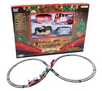 Tsawntd Electric Train Set Battery Operated Simulated Christmas Train Set with 4 Carriages Classical Kids with Tracks Easy to Assemble Kids for Birthday & Xmas Mini