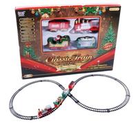 Tsawntd Electric Train Set Battery Operated Simulated Christmas Train Set with 4 Carriages Classical Kids with Tracks Easy to Assemble Kids for Birthday & Xmas