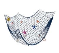 Tsawntd Fish Net Decorations 79x39'' Mediterranean Style Under the Sea Party Decorations with Shells and Ocean Themed Decor for Home Bar Ceiling Wall Photography Prop, Blue Beach Themed Room Decor