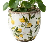 Tsawntd Flower Pots, Tuscan Ceramic Planter - Yellow Ceramic Flower Pot with Vintage Crackle Glaze for Indoor Outdoor Garden, Patio, and Home Decor
