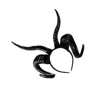 Tsawntd Halloween Devil Horns, Gothic Black, One Size Gothic Horns Halloween Devil Sheep Horn Headwear