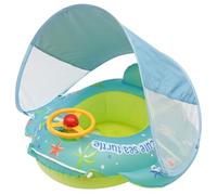 Tsawntd Infant Float with Canopy, Cute Toddler Pool Float with Steering Wheel Thick Pvc Baby Swimming Pool Seat for Toddlers 1-4 Years