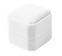Tsawntd Jewellery Boxes Organisers, Double Ring Box, Elegant Wedding Velvet Ring Box Soft Lined with Smooth Hinge for Engagement & Proposal, White